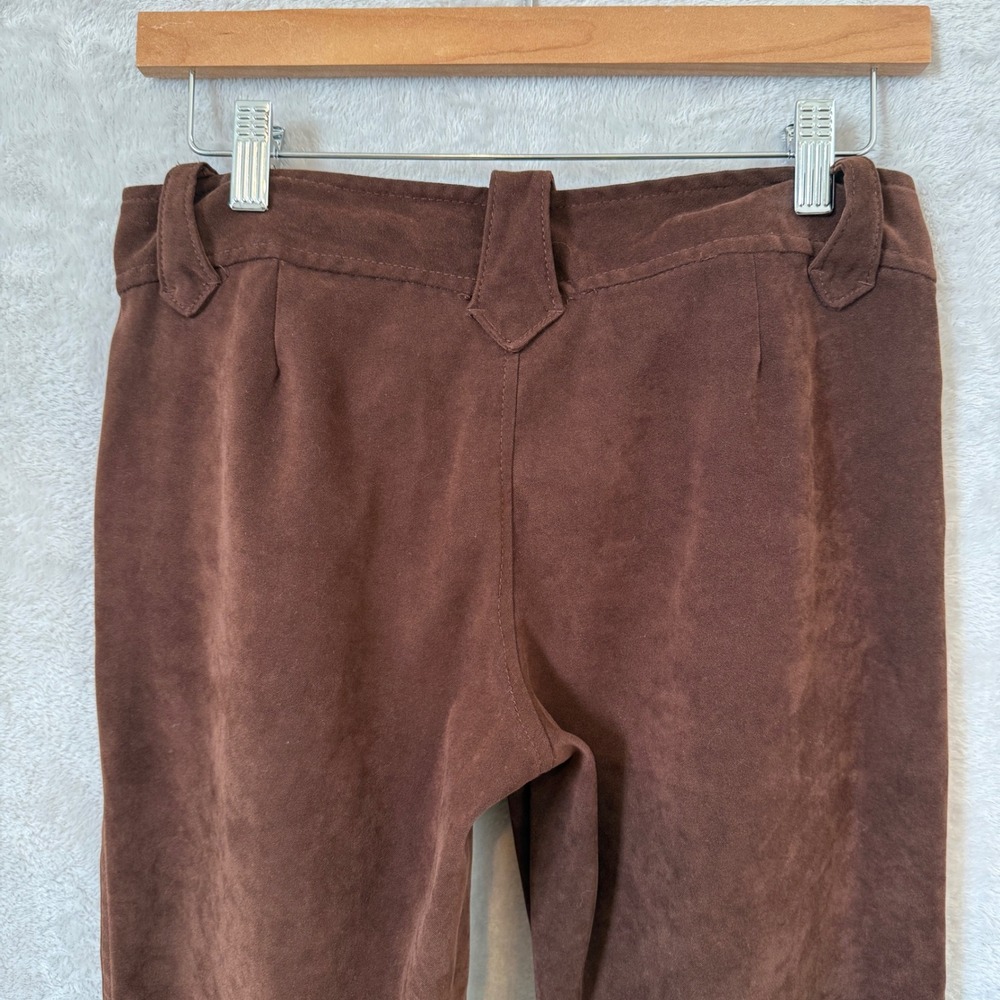 Womens Y2K Brown Velvet Flare Pants junior 5 Velour Bootcut Forest fairy - Picture 7 of 10